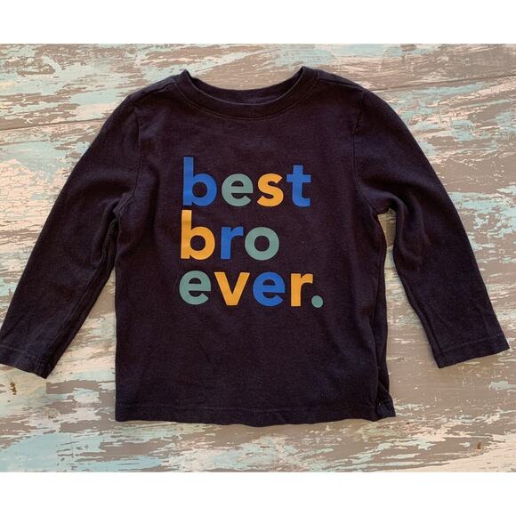 18-24 Months Old Navy Boys Long Sleeve Navy Blue Tshirt "best bro ever." - Picture 2 of 7